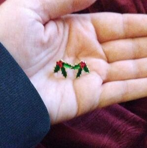 Holly Berries/Leaves Christmas Earrings